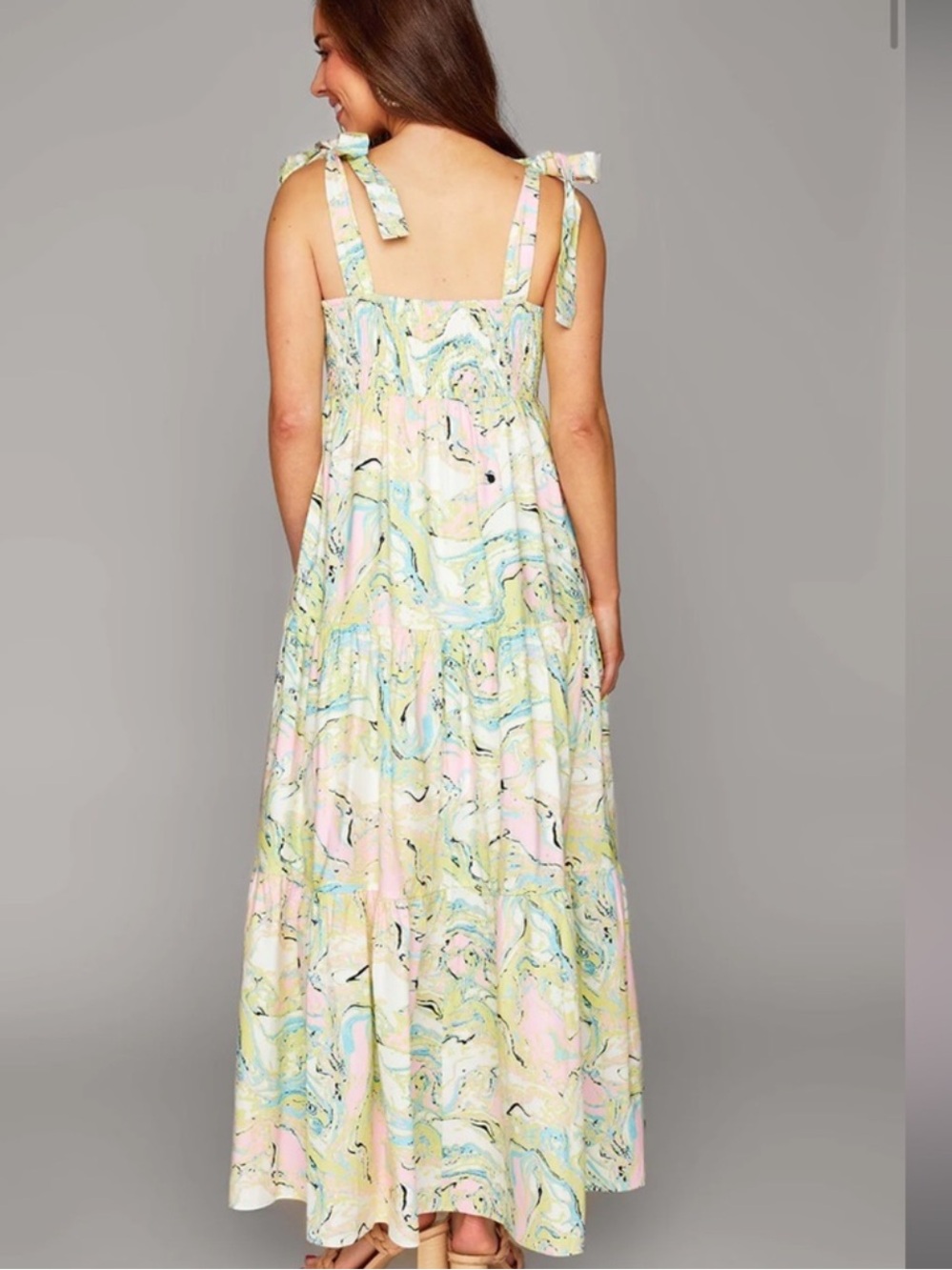 Medium Buddy Love ARLENE TIE-SHOULDER MAXI DRESS CITRON MARBLE - Picture 8 of 13